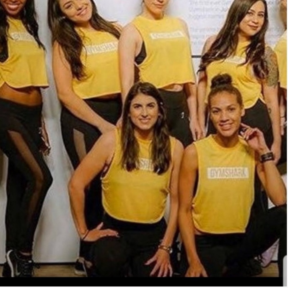 NWT Yellow popup Gymshark LA exclusive shirt xs